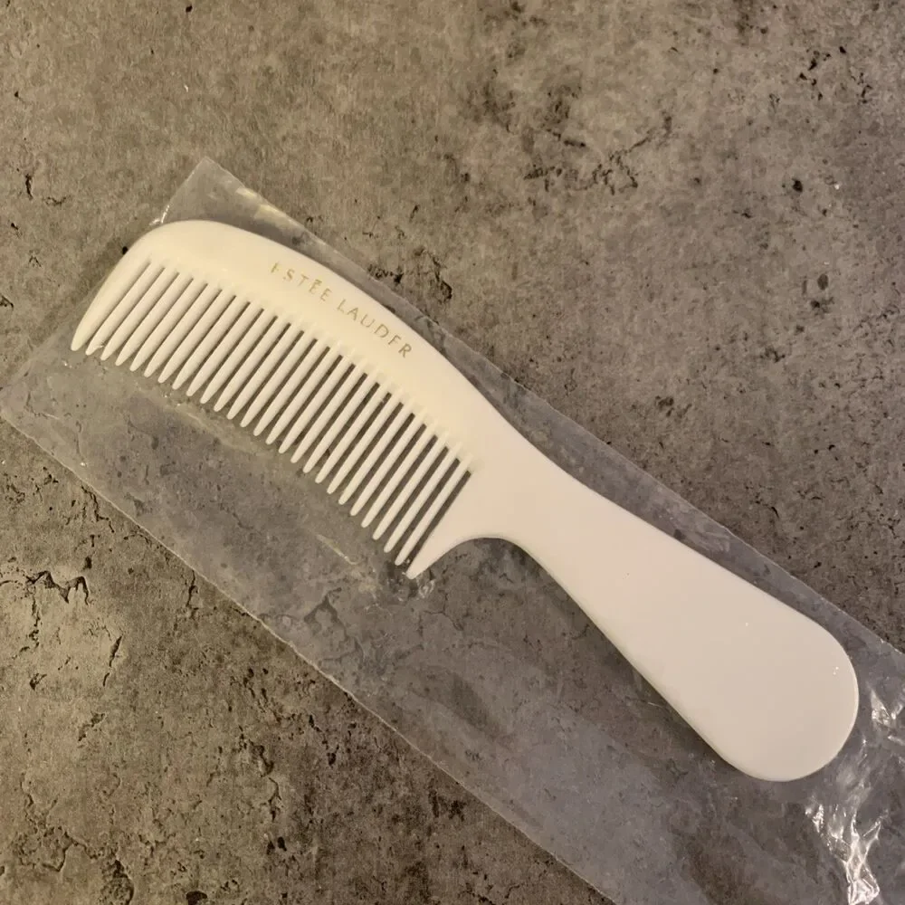 Vintage Estee Lauder White Hair Comb 6.5” Travel Curved Retro